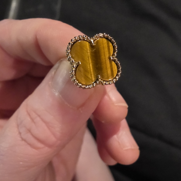 Gold and Brown Clover Earrings - Picture 1 of 9